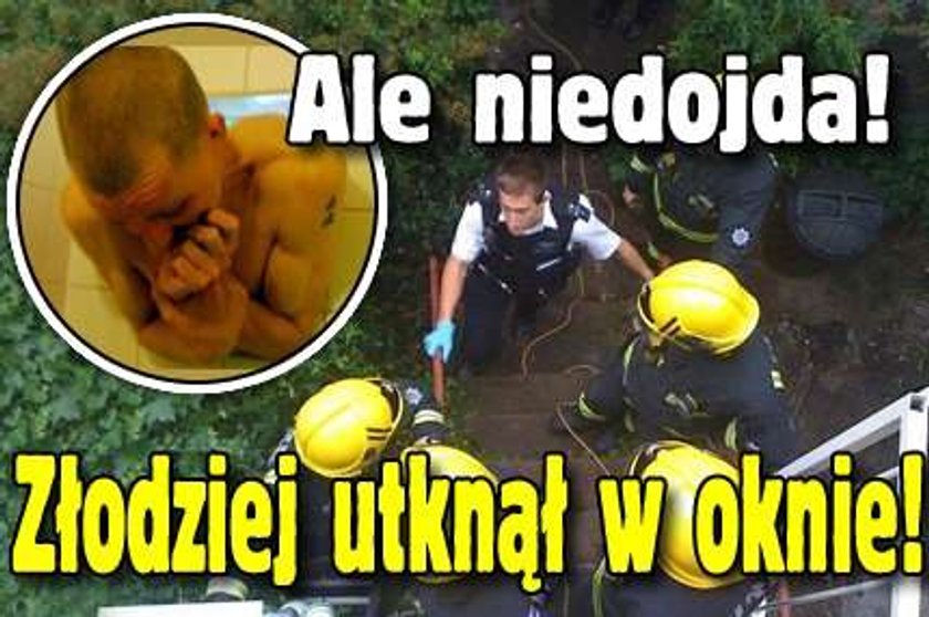 Złodziej utknął w oknie. Ale niedojda!