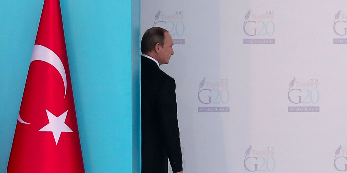 Russian President Vladimir Putin during the official welcome ceremony on day one of the G-20 in 2015 in Antalya, Turkey.