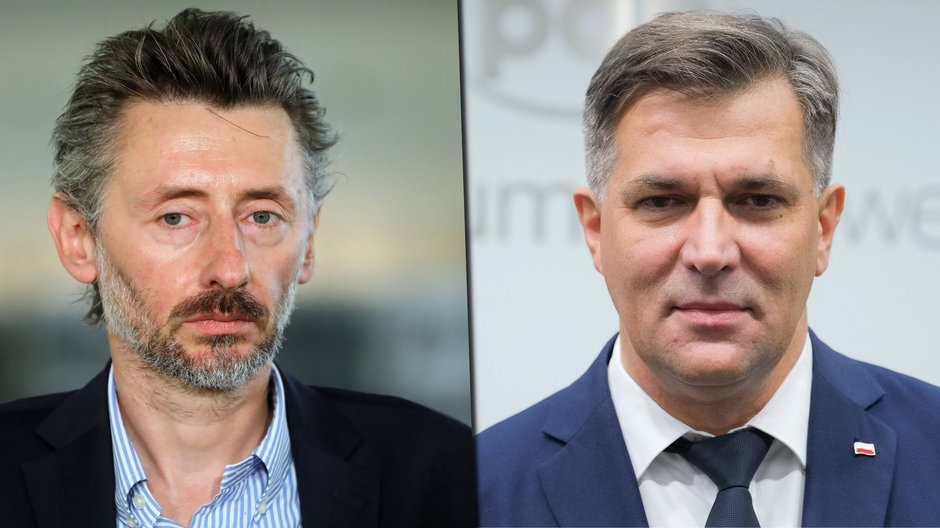 Poseł Lewicy Maciej Gdula (L) i poseł PiS Piotr Kaleta (P)