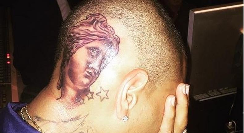 Chris Browns flaunts new head tattoo