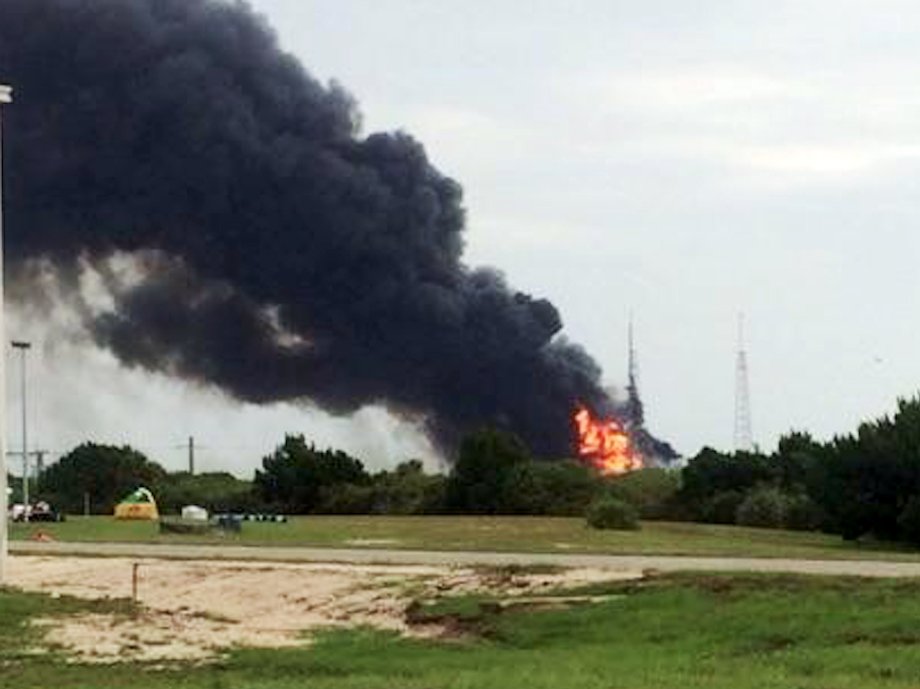 A photo of the SpaceX Falcon 9 rocket explosion by an eyewitness in Cape Canaveral, Fla.