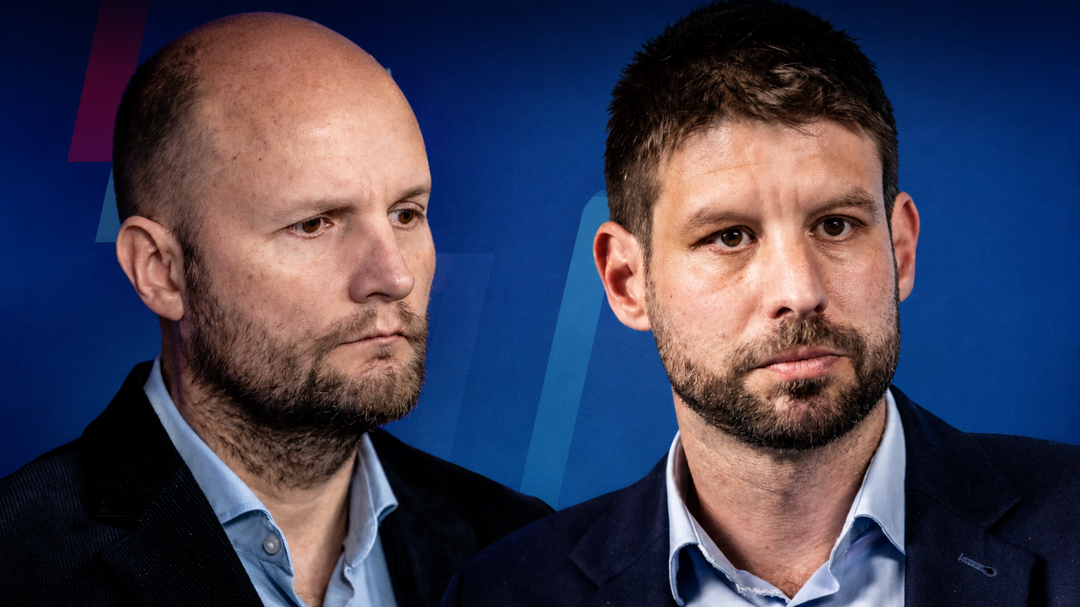 Predseda PS Michal Šimečka a predseda Demokratov Jaroslav Naď