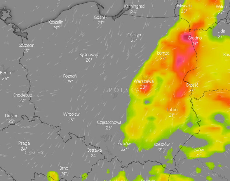 Burze w środę o godz. 18
