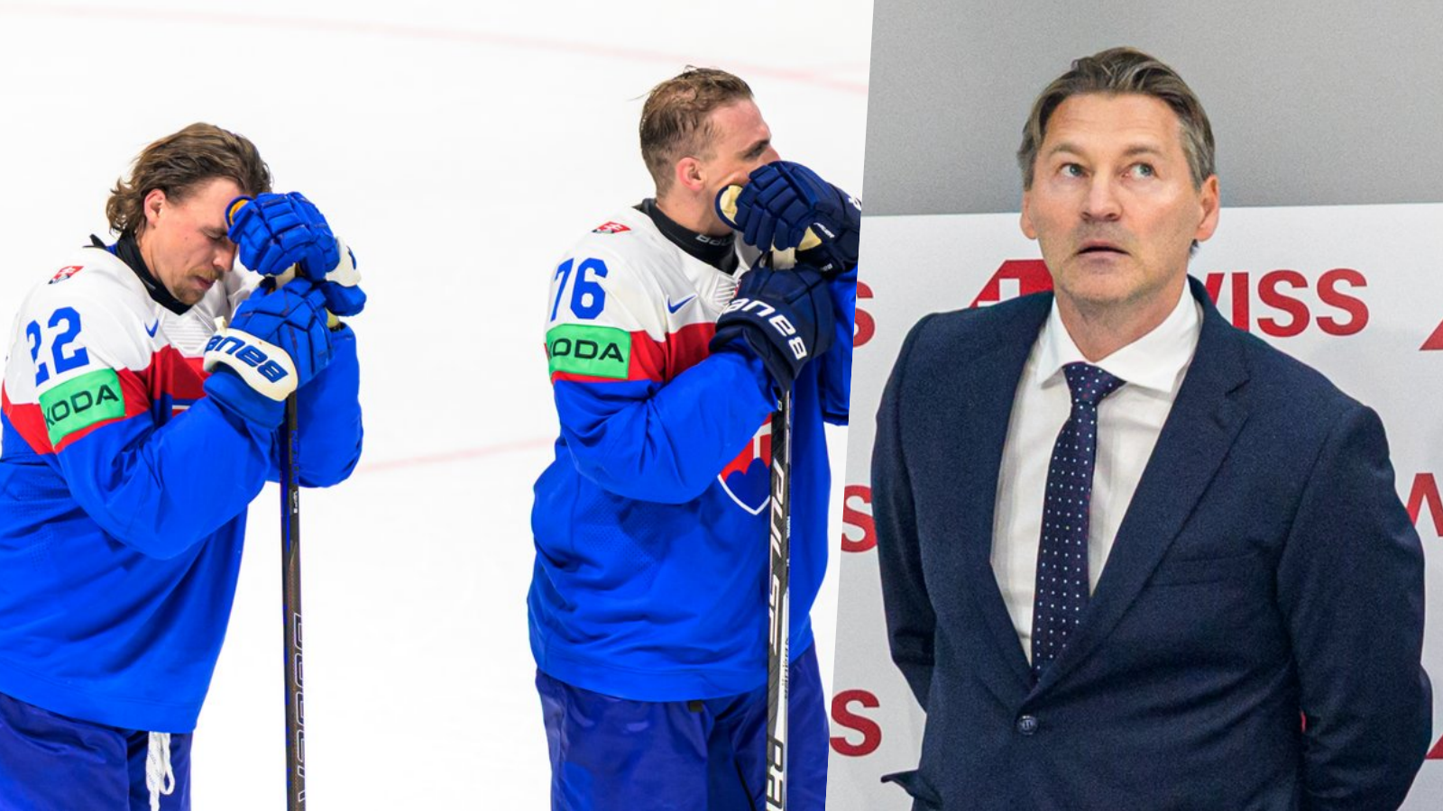 Kristián Pospíšil, Martin Pospíšil a hlavný tréner slovenskej hokejovej reprezentácie Vladimír Országh.