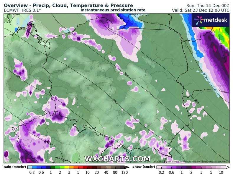 Niewykluczone, że tuż przed świętami zrobi się chłodniej i pojawi się nawet deszcz ze śniegiem i śnieg