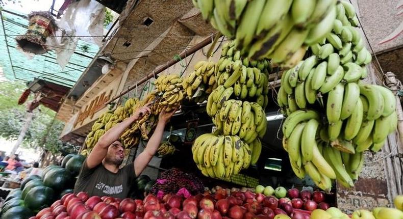 An Egyptian fruits seller is seen at a market in Cairo, Egypt May 10, 2016. 