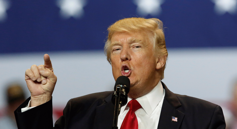 U.S. President Donald Trump holds a rally at the Kentucky Exposition Center in Louisville, Kentucky, U.S. March 20, 2017.