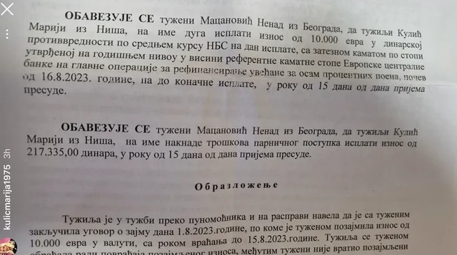 MARIJA KULIĆ POKAZALA PAPIRE SA SUDA! Bebica mora da joj plati OZBILJNU CIFRU: Neće mu biti dobro kad vidi iznos