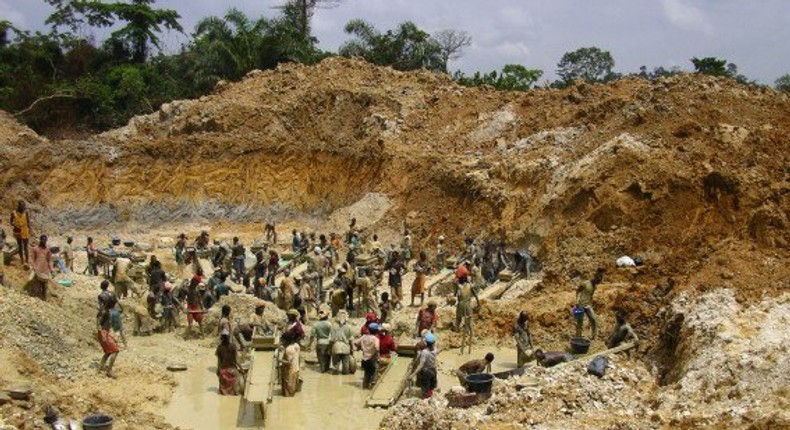 An illegal mining site in Ghana