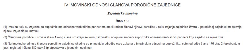Izvod Porodičnog zakona