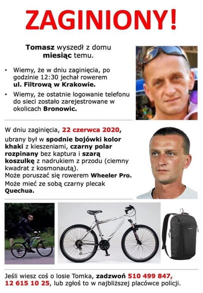 Zaginiony Tomasz Wojnar