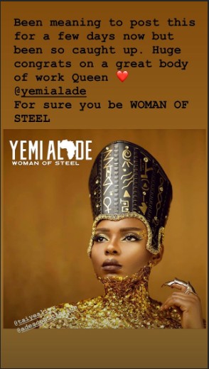 Tiwa Savage gives a shout-out to Yemi Alade on her new album, 'Woman of Steel.' (Instagram/Tiwa Savage)