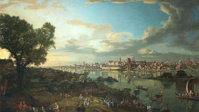 Bernardo Bellotto, zwany Canaletto, „Widok Warszawy od strony Pragi, 1770, płótno, 172,5 x 261 cm, Zamek Królewski w Warszawie