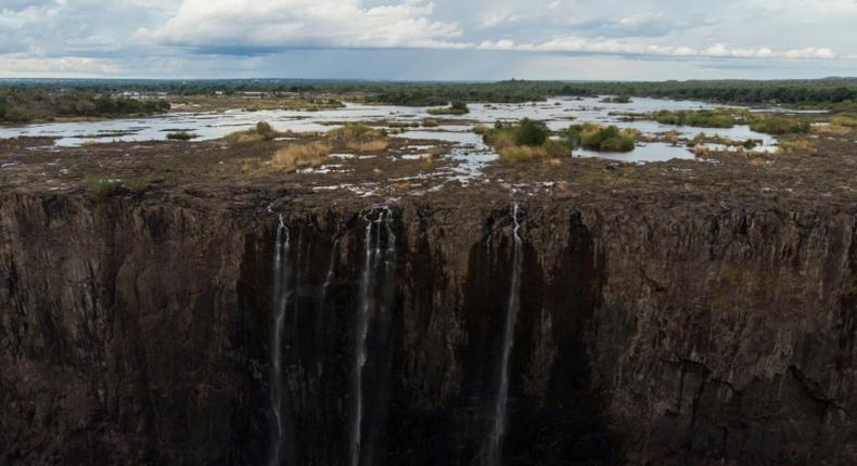 Drought in Zimbabwe reduced the mighty Victoria Falls to a relative trickle last month