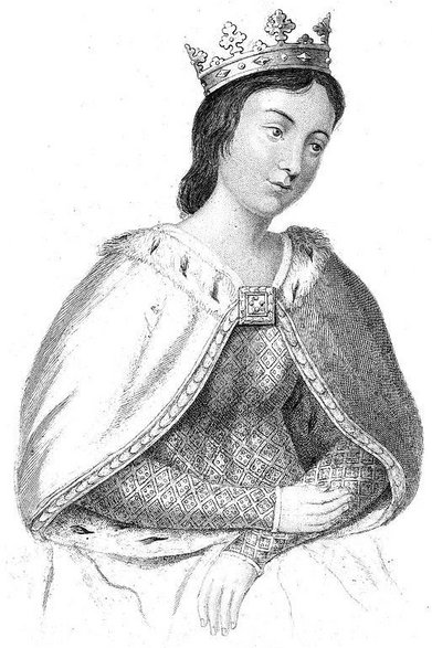 Rycina przedstawiająca wyobrażenie młodej Eleonory Prowansalskiej (Domena publiczna)