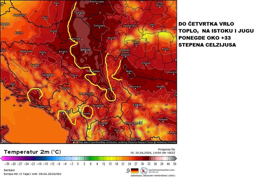 U Srbiji do četvrtka oko + 33 stepeni