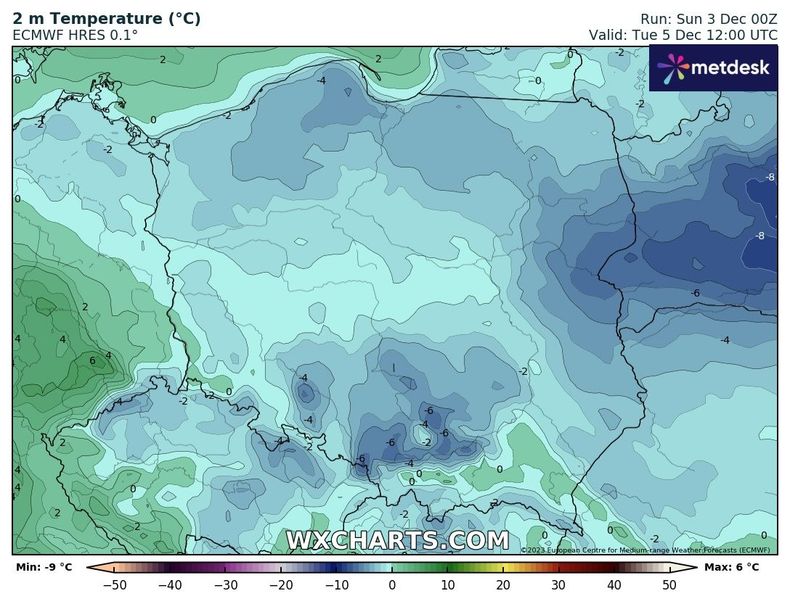 Pierwsza połowa tygodnia niemal w całej Polsce będzie mroźna