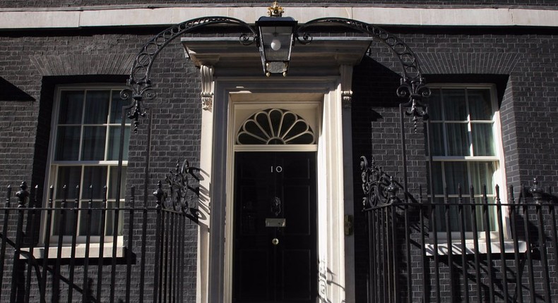 A view of the door to number 10 Downing Street.