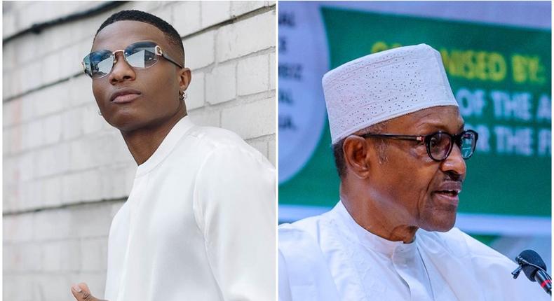 Wizkid has called out President Muhammahdu Buhari on Twitter (Instagram/Wikzkdi and Twitter/President Buhari)