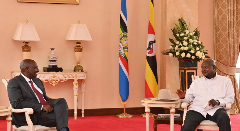 President William Ruto and President Yoweri Museveni in a meeting on October 8, 2022