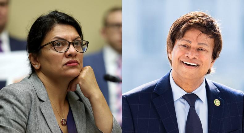 Democratic Reps. Rashida Tlaib and Shri Thanedar, both of Michigan.Win McNamee/Getty Images; Tom Williams/CQ-Roll Call via Getty Images