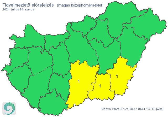 A hőség már csak három vármegyét érint /Fotó: met.hu