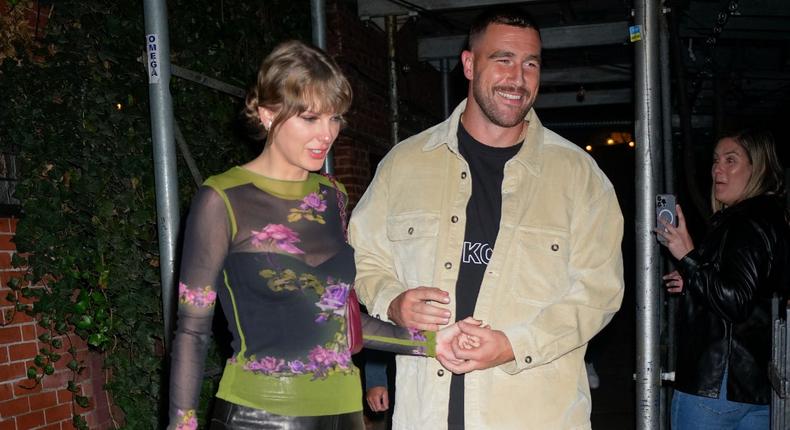 Taylor Swift and Travis Kelce in New York City on October 15, 2023.Gotham/GC Images