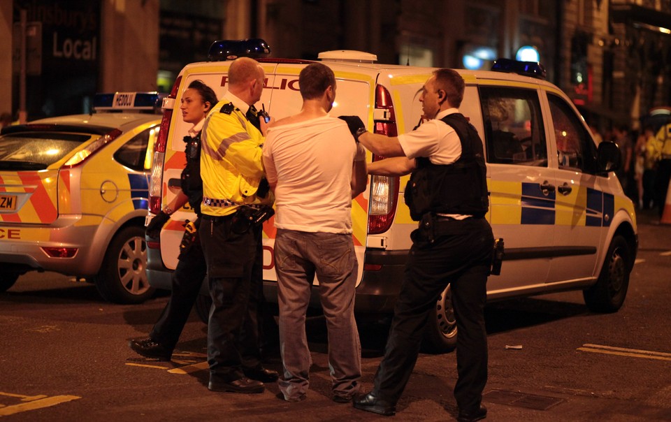 Saturday Night Revellers Enjoy Themselves In Cardiif City Centre