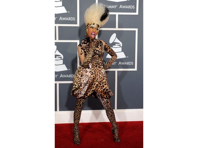 Drapieżna lamparcia kreacja Nicki Minaj to jedna z najoryginalniejszych tego wieczoru