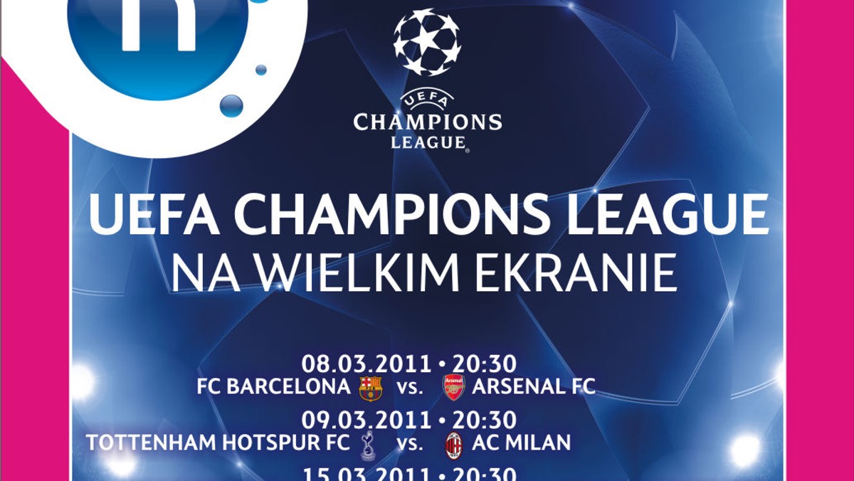 Telewizja nowej generacji n oraz Multikino zapraszają na mecze rewanżowe 1/8 finału Ligi Mistrzów UEFA (UEFA Champions League) na wielkich ekranach kinowych. Wszystkie mecze transmitowane będą w jakości HD (High Definition) oraz systemie audio Dolby 5.1, które zapewniają najwyższą jakość obrazu i dźwięku.