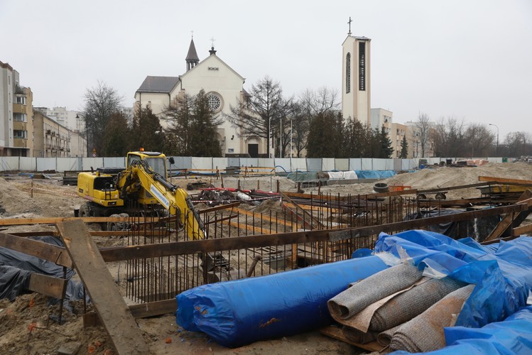 Budowa stacji Targówek II linii metra w Warszawie. (nlat) PAP/Rafał Guz