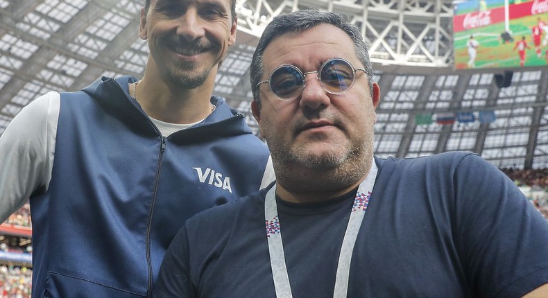 Mino Raiola and Zlatan Ibrahimovic at the 2018 World Cup