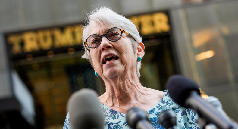 Donald Trump accuser Jessica Leeds speaks to reporters outside Trump Tower.Julia Nikhinson/AP