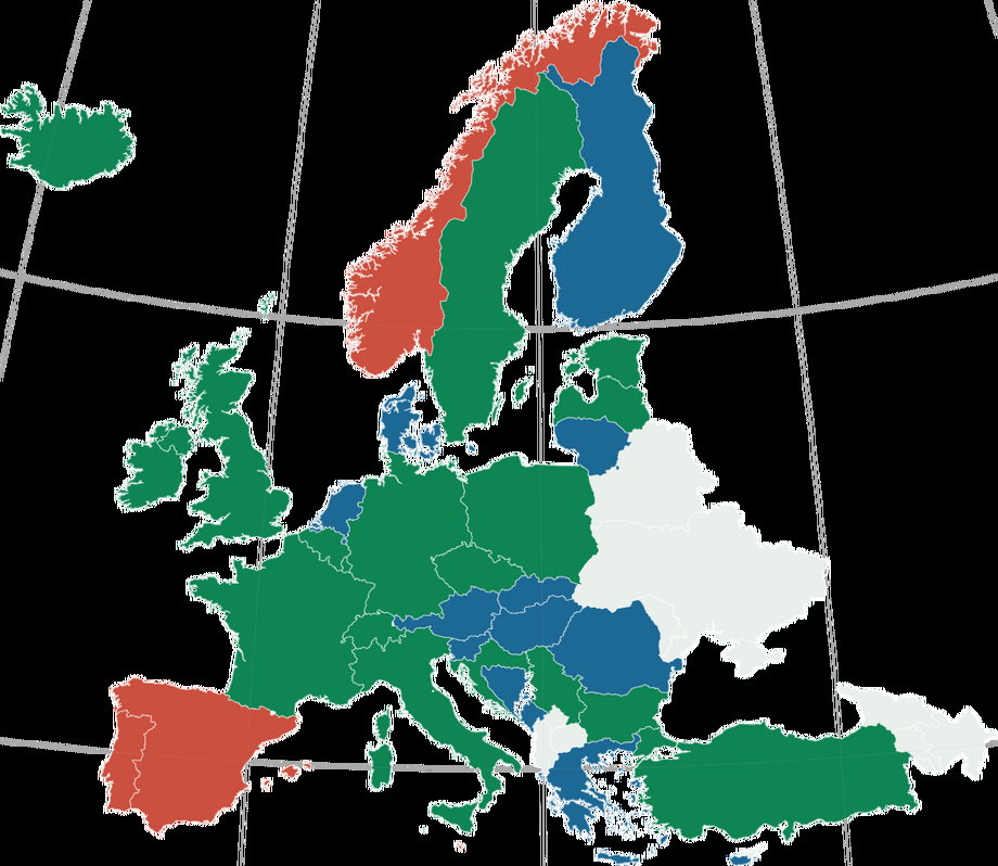 Granice zamknięte (czerwone), granice otwarte (zielone) w Europie po koronawirusie