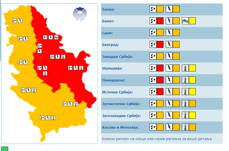 RHMZ meteoalarm za danas
