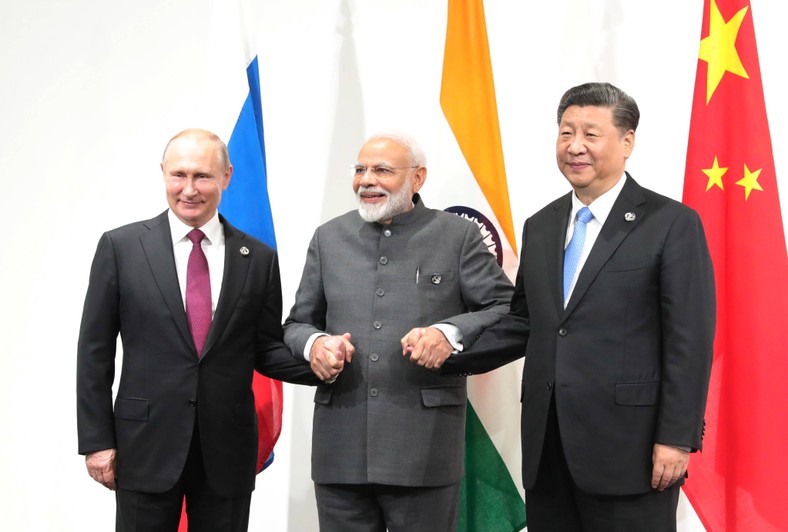 Vladimir Putin, Narendra Modi e Xi Jinping nel 2019.