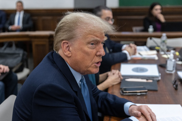 Former US President Donald Trump during a trial at New York State Supreme Court in New York, US.Photographer: Jeenah Moon/Bloomberg