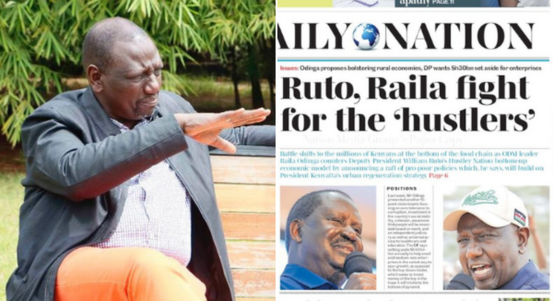 Deputy President William Ruto and frontpage of Daily Nation on July 14, 2021