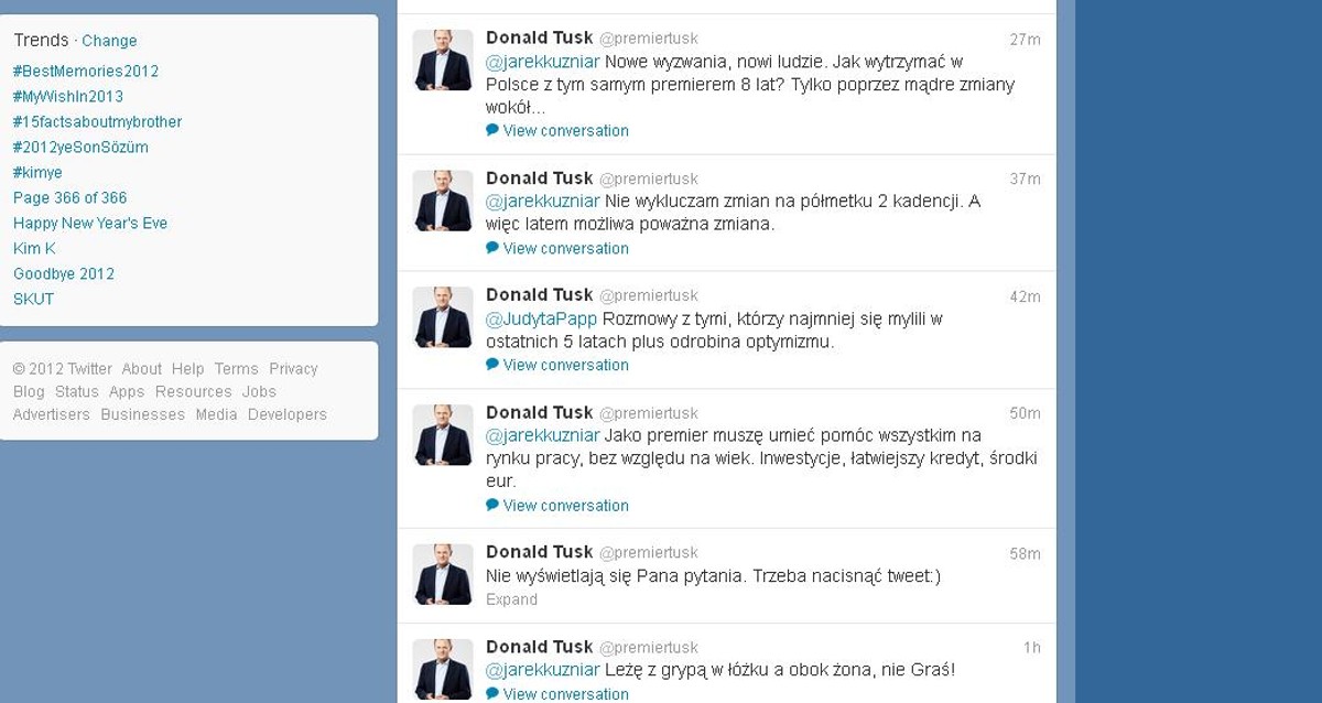 Profil premiera Donalda Tuska na Twitterze