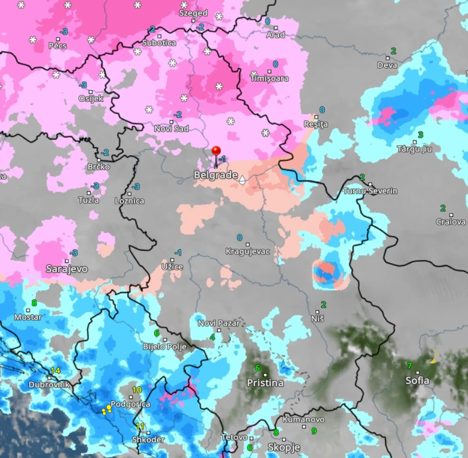 Vremenski rada danas u 18h