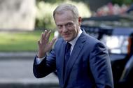 European Council President Donald Tusk arrives in Downing Street in London