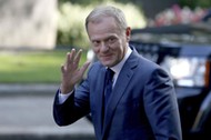 European Council President Donald Tusk arrives in Downing Street in London