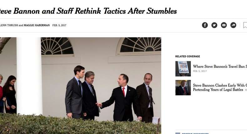 The New York Times as seen through American Bridge's Google Chrome extension.