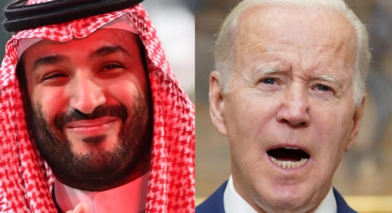 Saudi Crown Prince Mohammed bin Salman (L) and US President Joe Biden (R).Pool via REUTERS/Kevin Lamarque; REUTERS/Andrej Isakovic