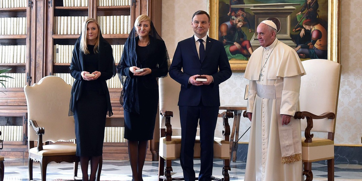 Kinga Duda, Agata Kornhauser-Duda i Andrzej Duda w Watykanie