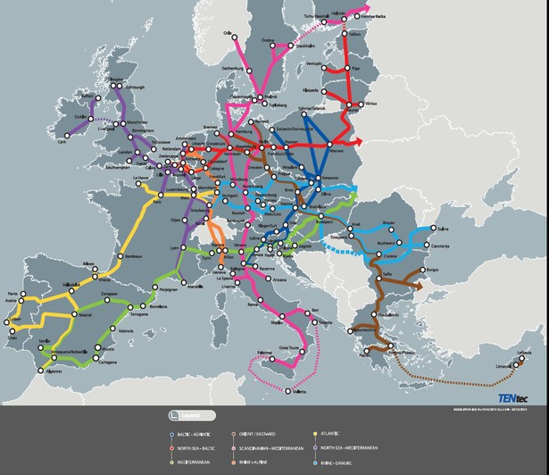 Transeuropejska sieć transportowa, źródło: KE