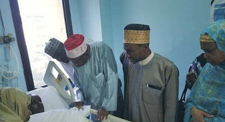 The governor of Kano state, Dr Abdullahi Umar Ganduje visits injured students in Egypt