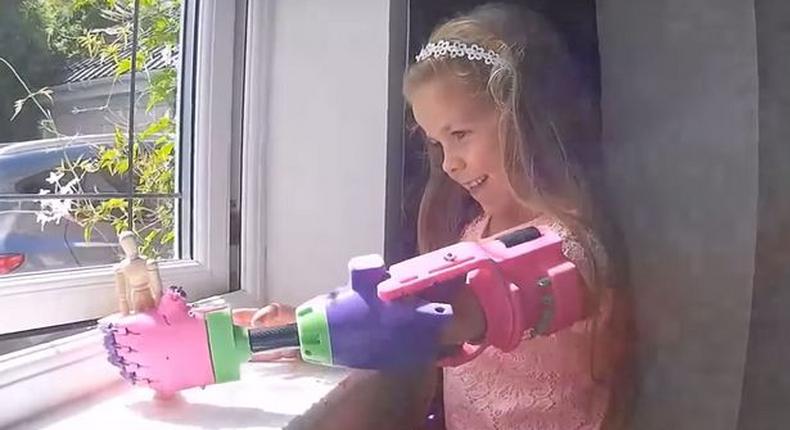 8 year old Isabella receives  a new 3D printed arm that will allow her to use two arms for the first time.