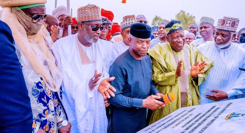 Vice President, Yemi Osinbajo, commissions the 14,444HA Kano River Irrigation Scheme in Bunkure LGA, Kano State on Friday, May 12, 2023. [Tolani Alli]