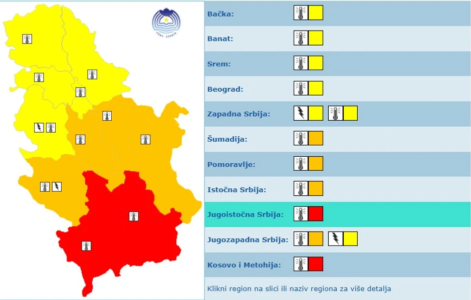 Meteoalarm za subotu